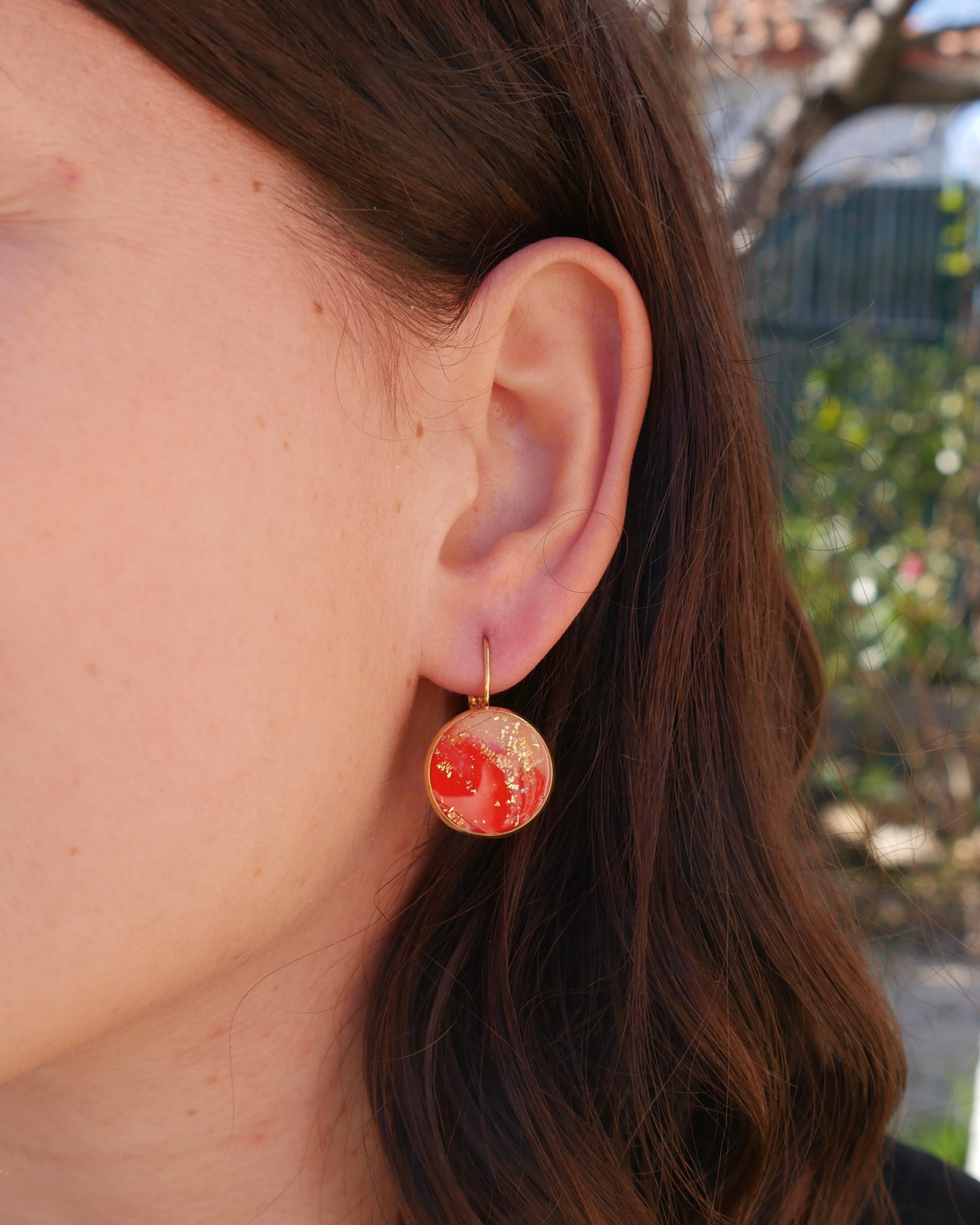 Boucles d'oreilles dormeuses - Rouge