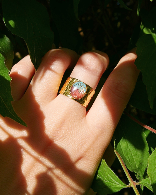 Bague Léa - Bleu turquoise & marron