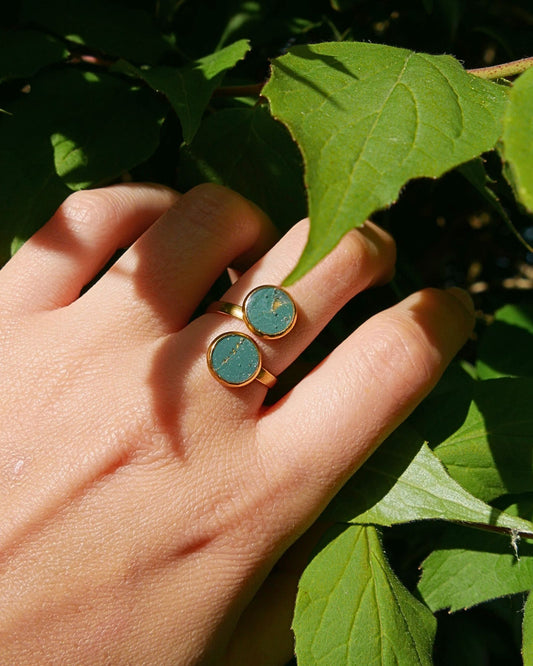 Bague dorée Nathalie - Vert