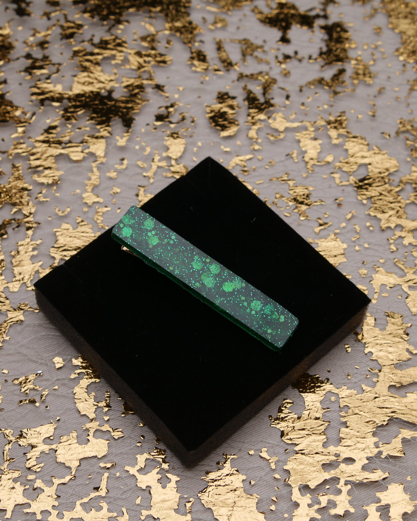 Barrette paillettes vertes