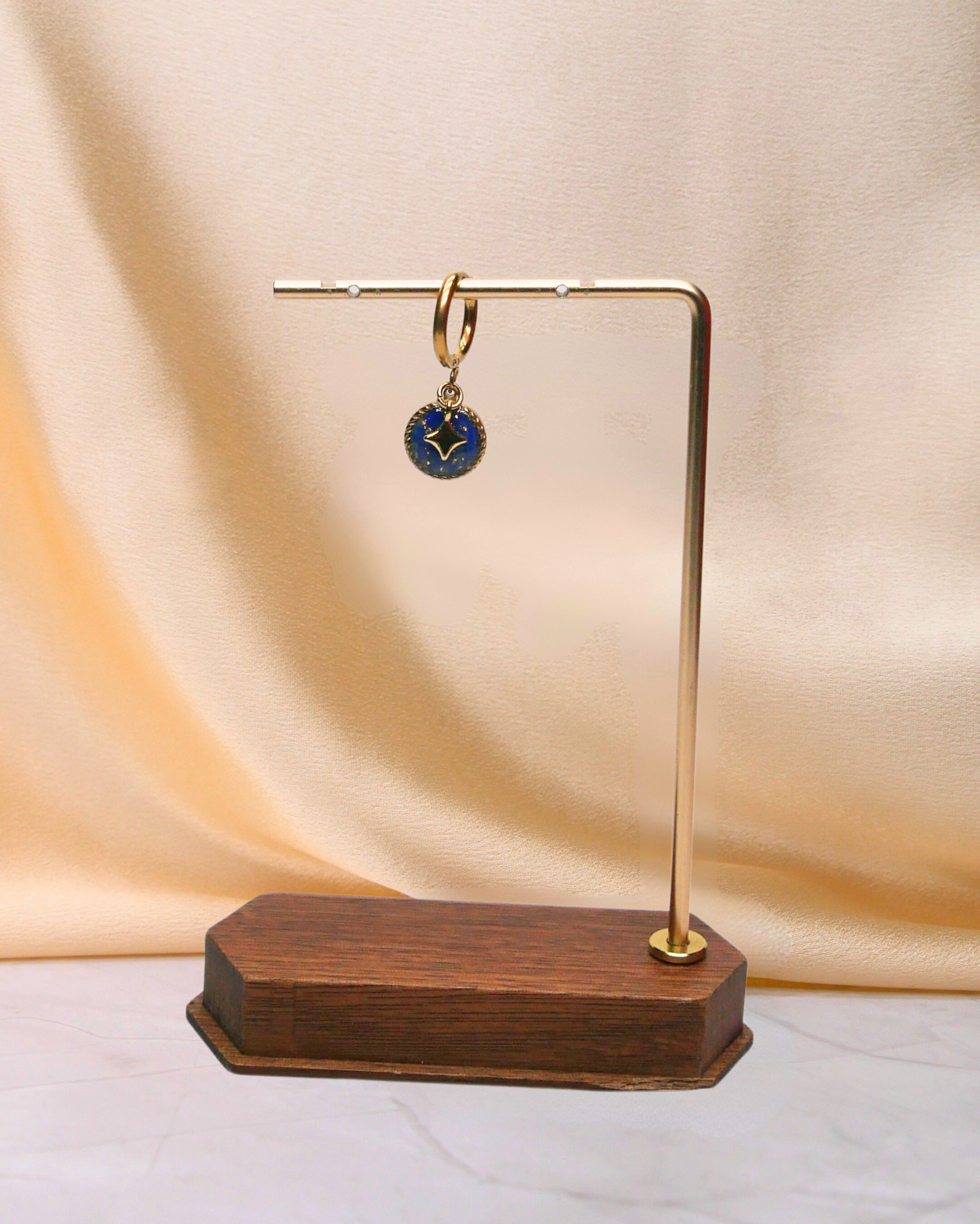 Boucle d'oreille unitaire rond - Bleu électrique