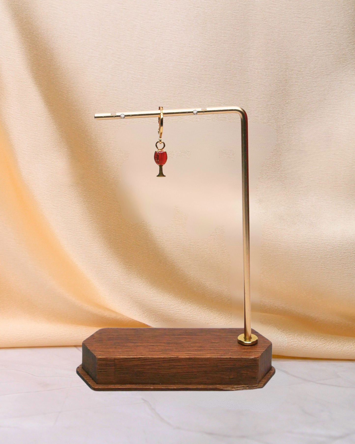 Boucle d'oreille unitaire verre - Rouge & vert foncé