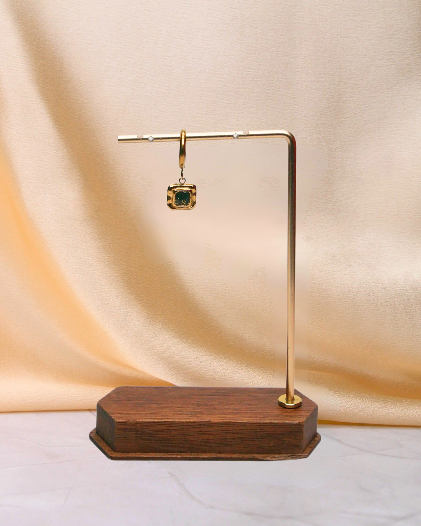 Boucle d'oreille unitaire carré - Vert foncé