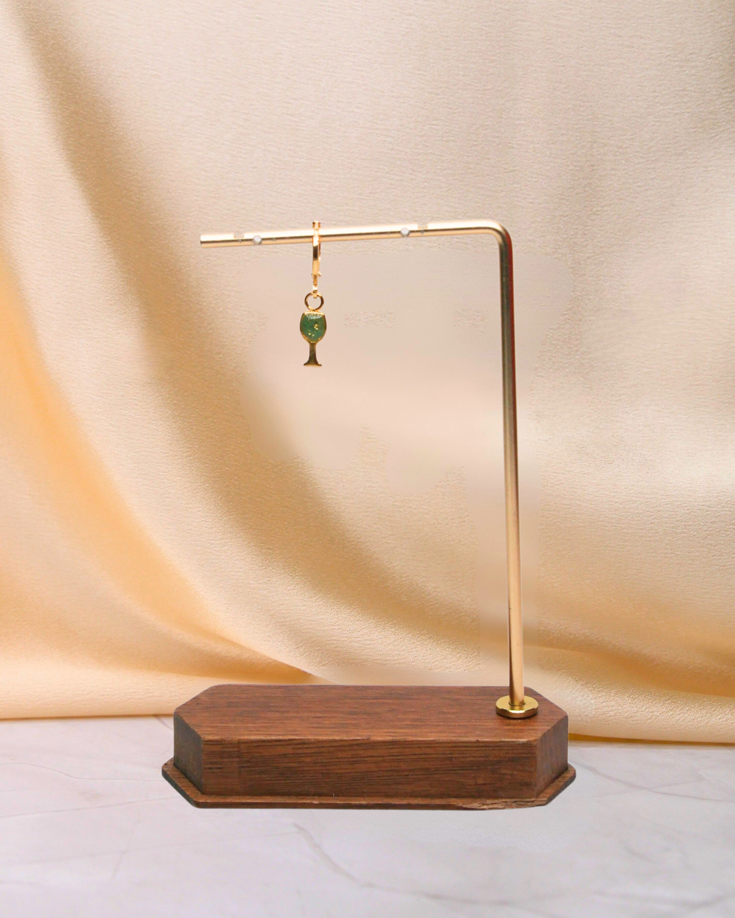 Boucle d'oreille unitaire verre - Vert