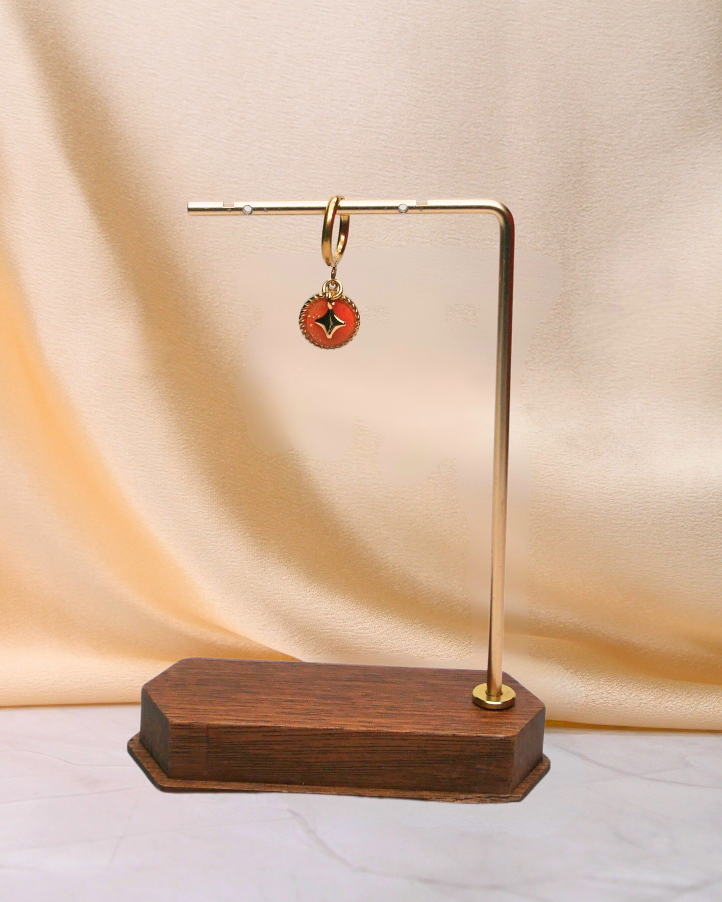 Boucle d'oreille unitaire rond - Orange