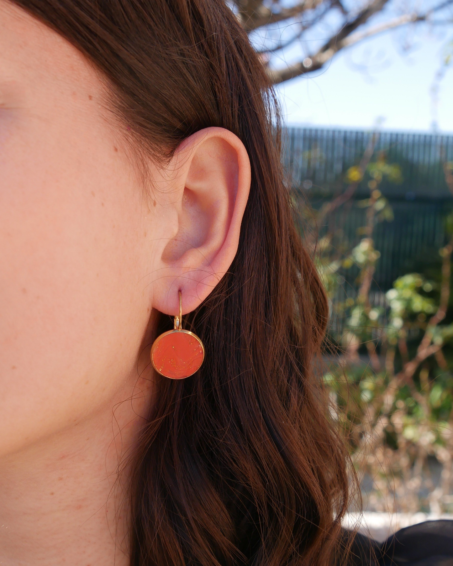 Boucles d'oreilles dormeuses - Orange