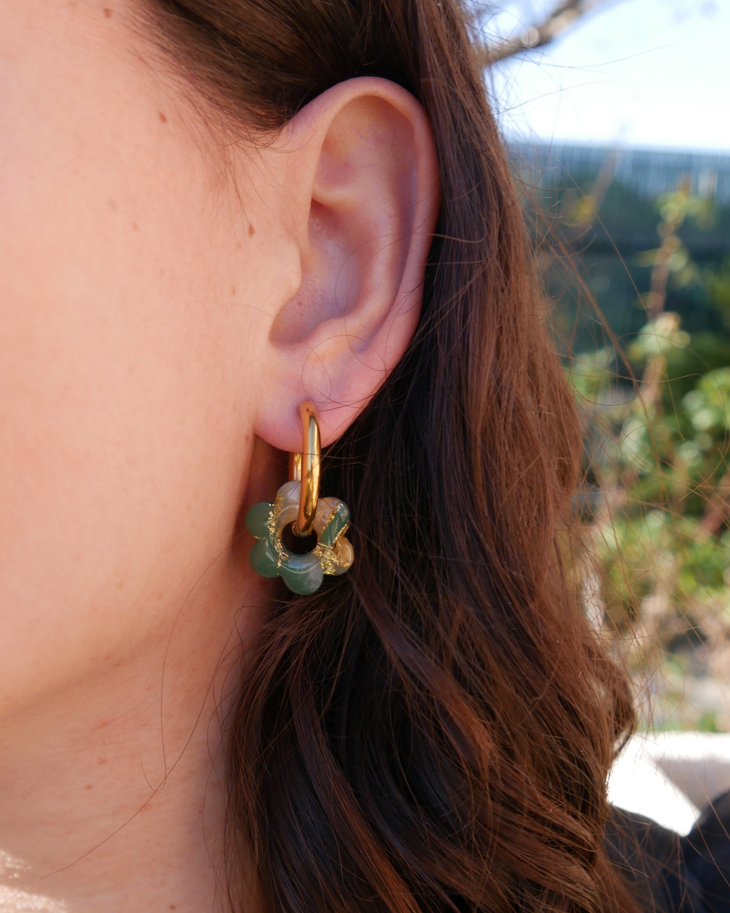 Créoles fleurs - Vert