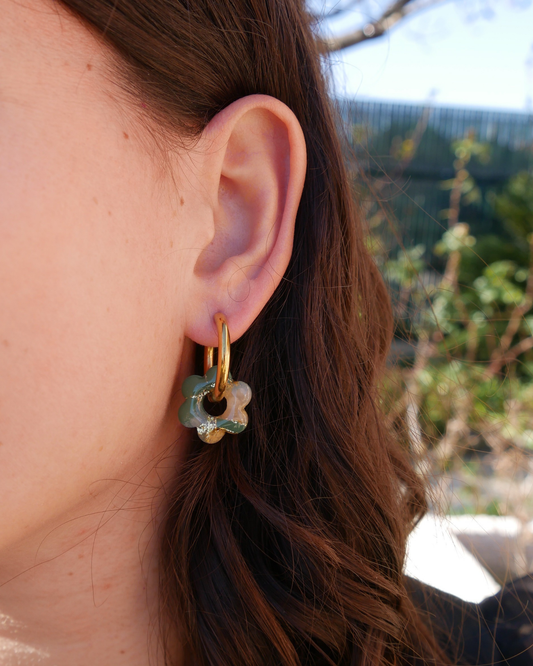 Créoles fleurs - Vert