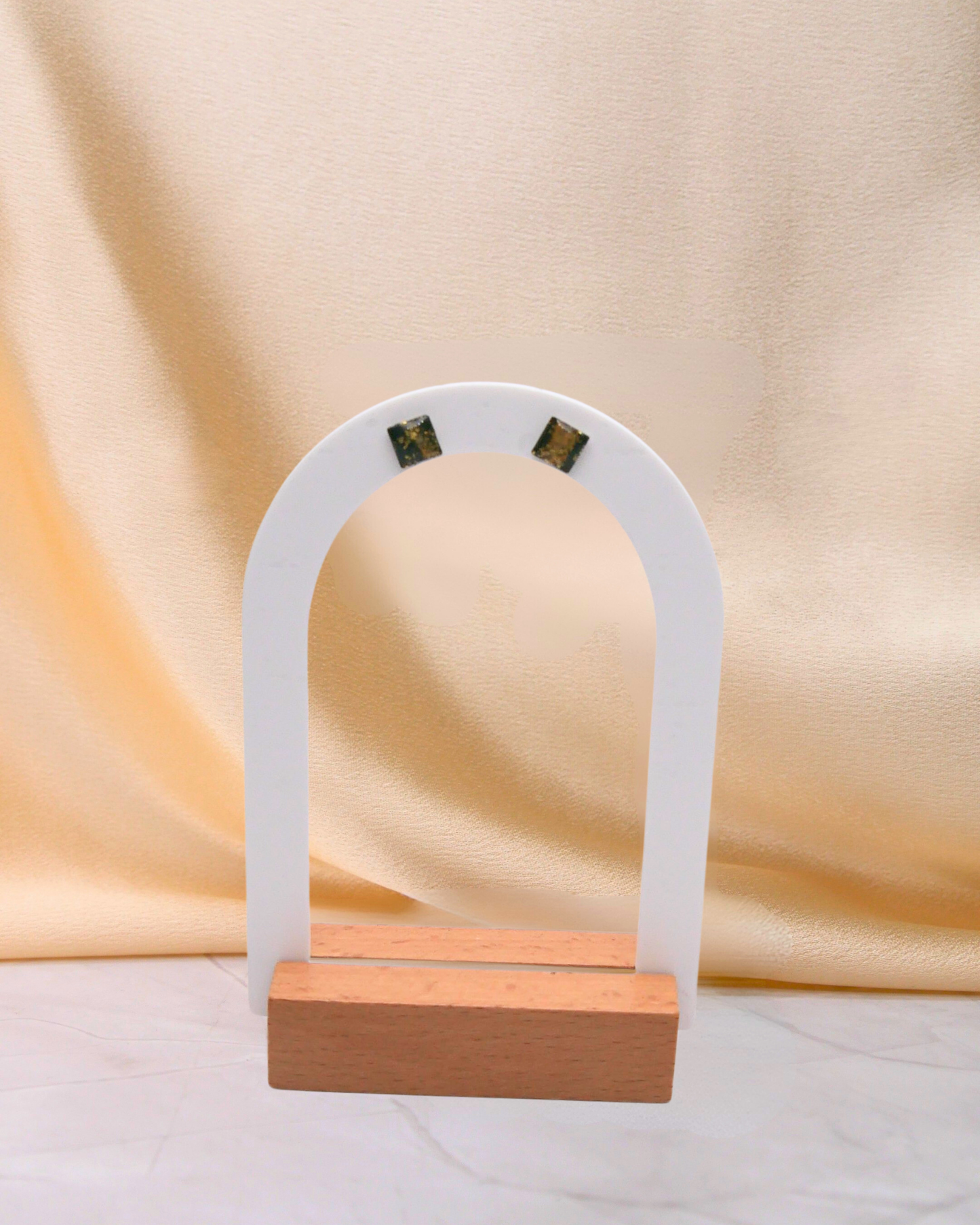 Boucles d'oreilles puces carrés - Vert foncé