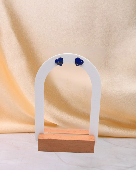 Boucles d'oreilles puces coeurs - Bleu électrique