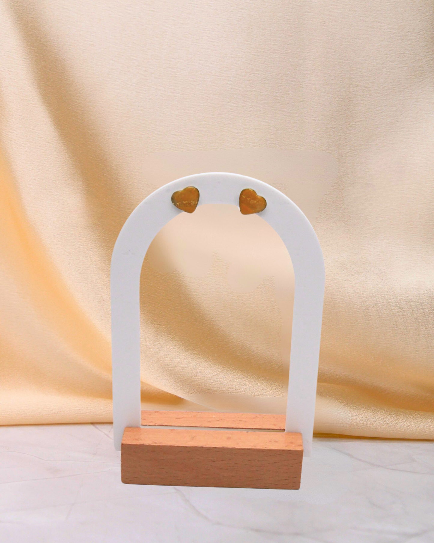 Boucles d'oreilles puces coeurs - Jaune