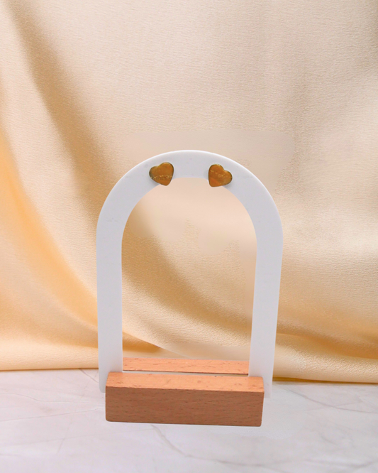 Boucles d'oreilles puces coeurs - Jaune