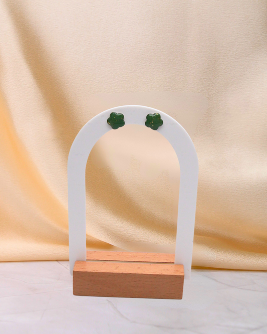 Boucles d'oreilles puces fleurs - Vert