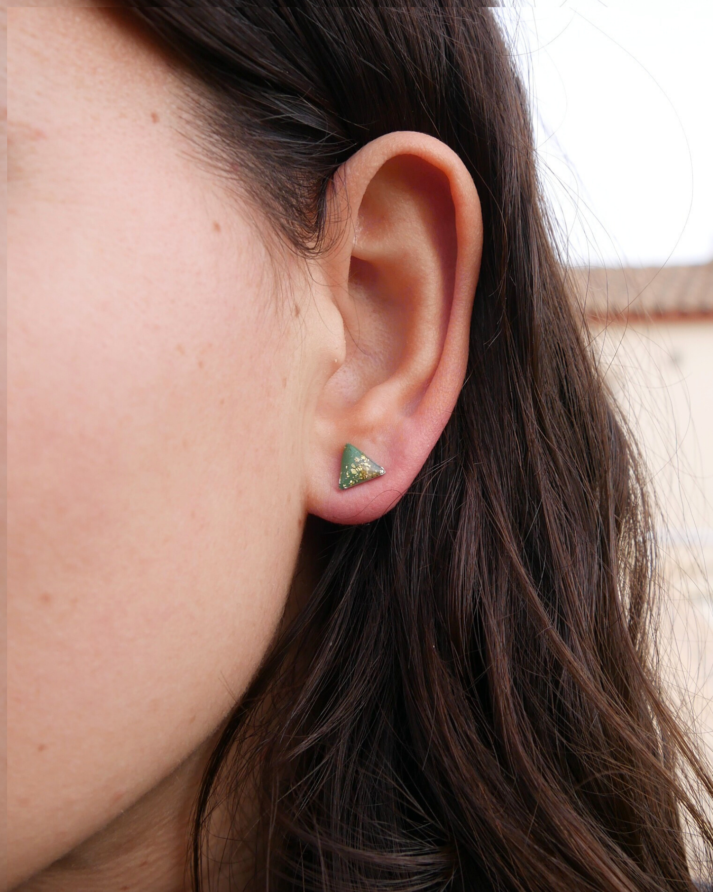 Boucles d'oreilles puces triangles - Vert