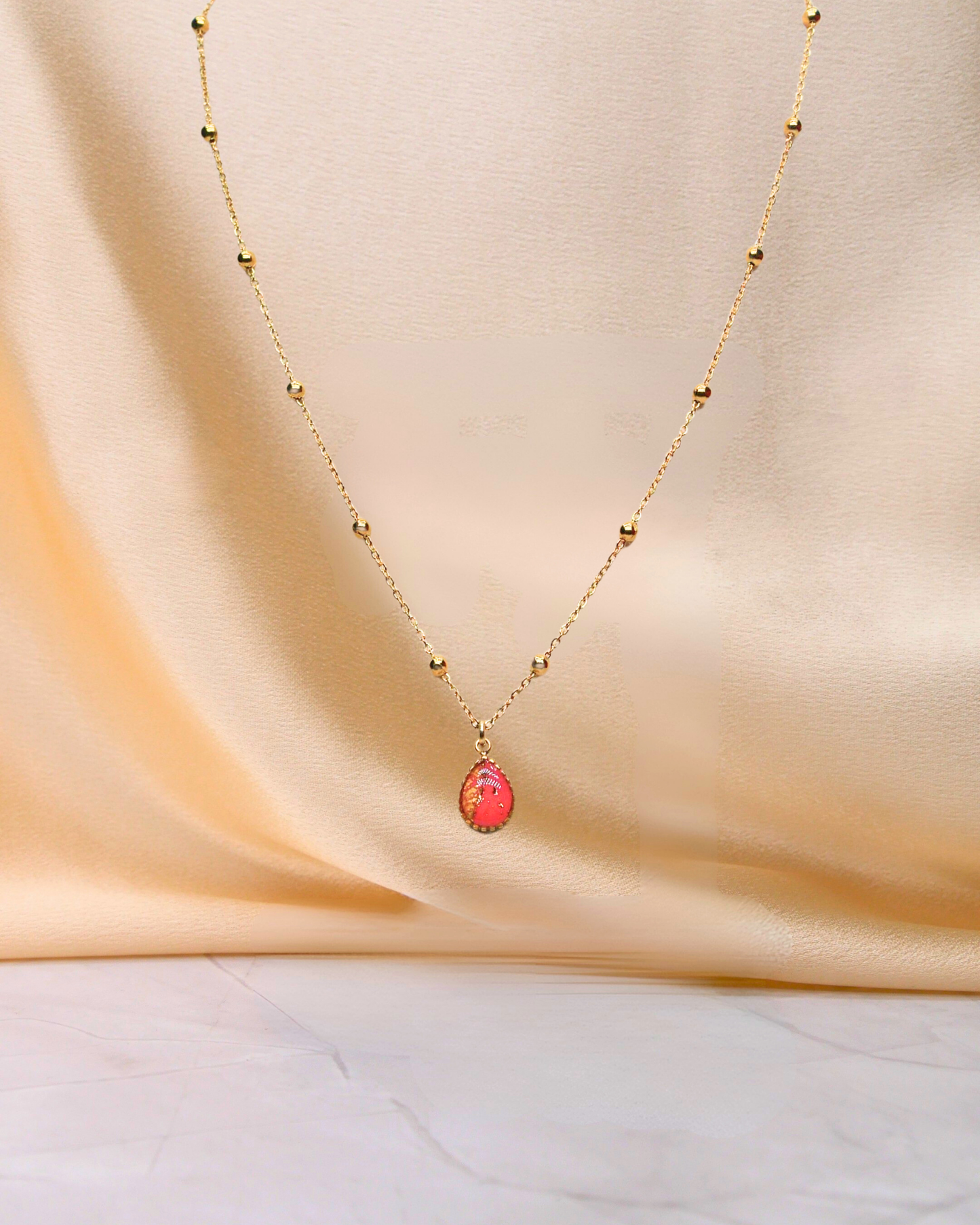 Collier goutte - Rose