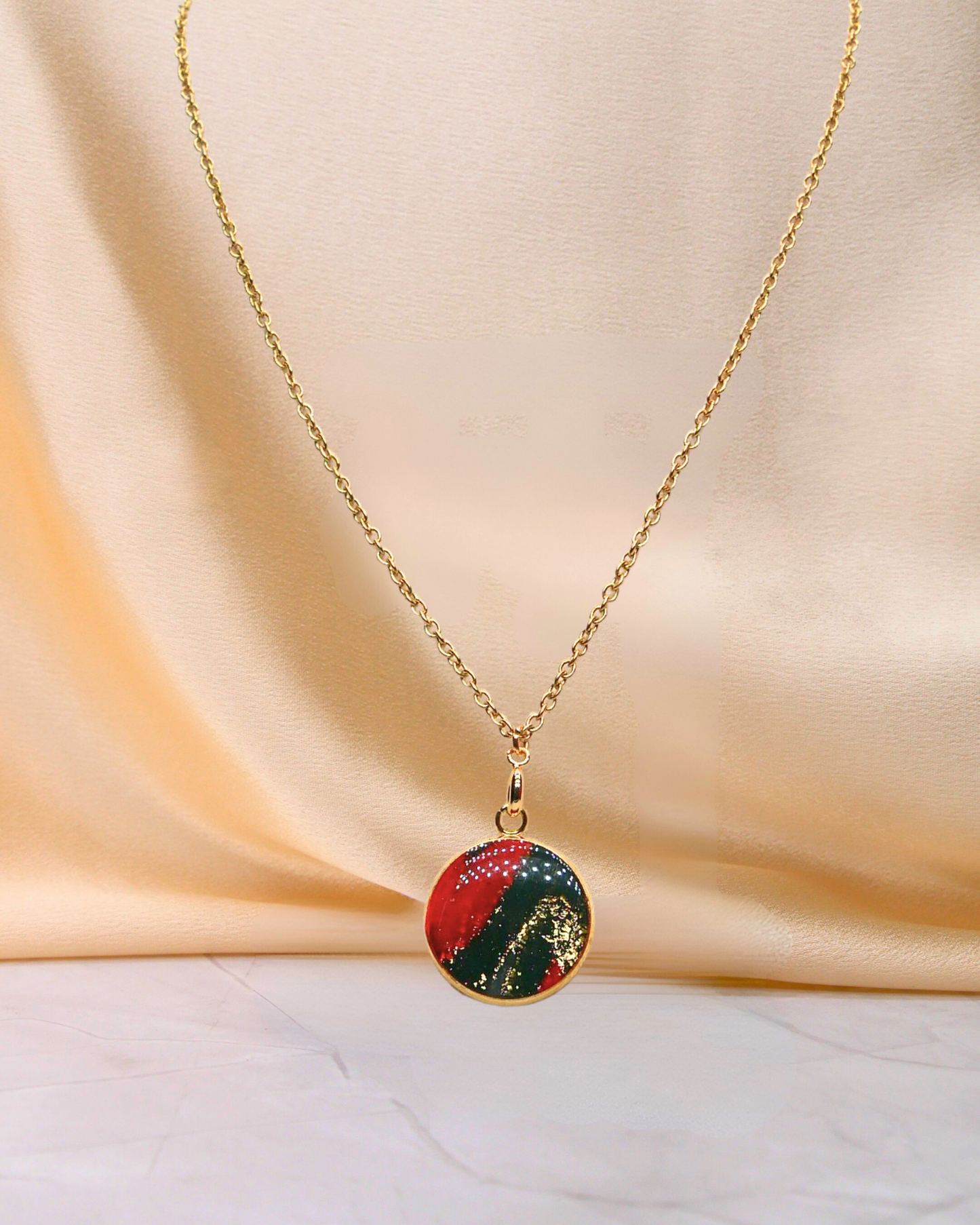 Collier Virginie - Rouge & Vert foncé