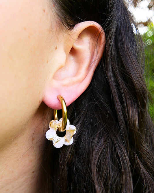 Créoles fleurs - Beige