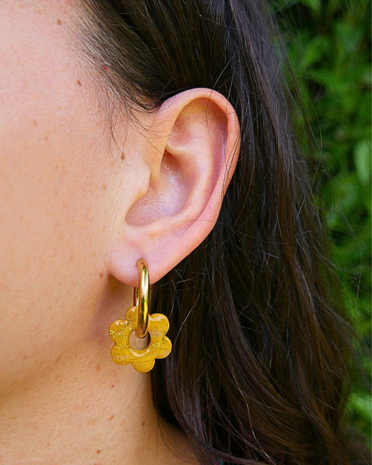 Créoles fleurs - Jaune
