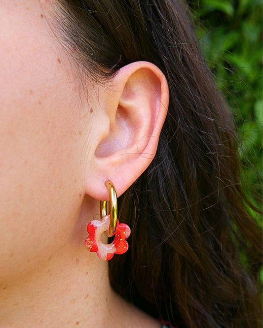 Créoles fleurs - Rouge