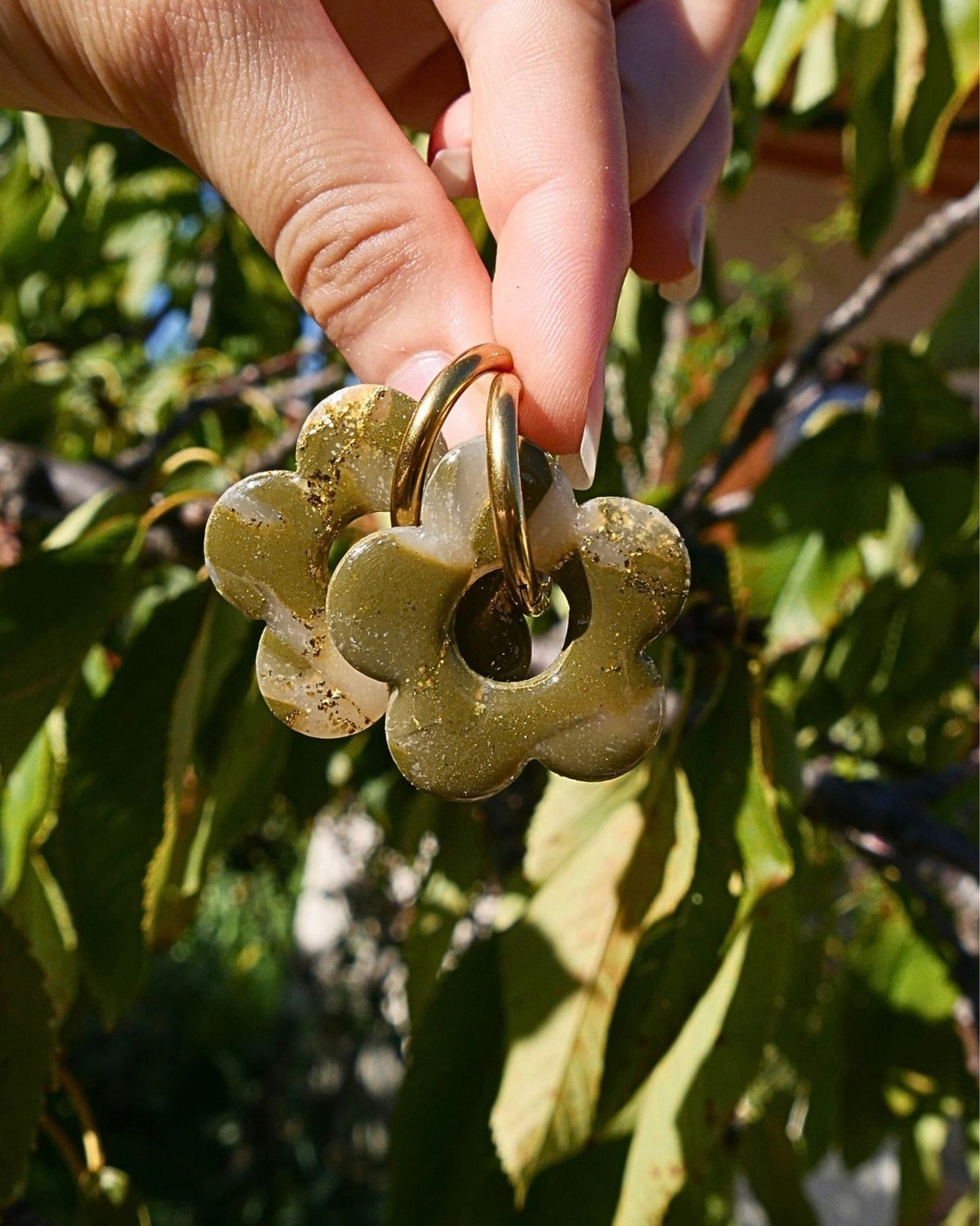 Créoles grandes fleurs - Kaki