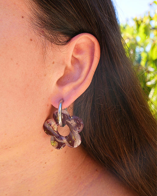Créoles grandes fleurs - Prune