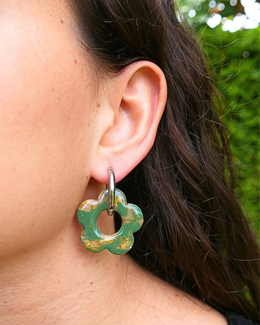Créoles grandes fleurs - Vert