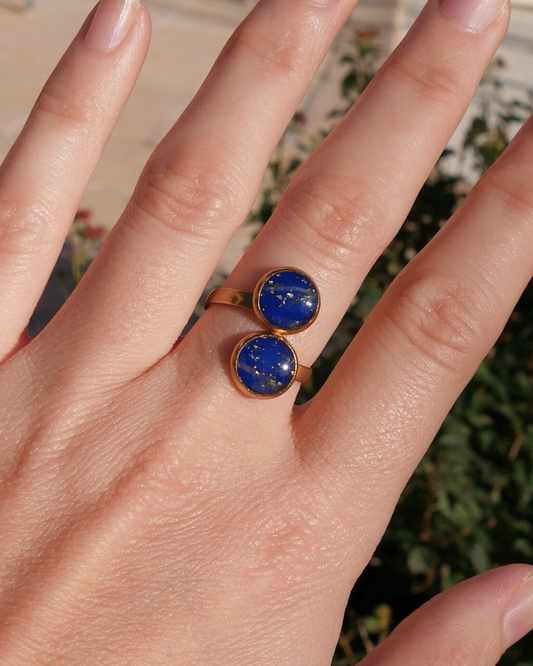 Bague doré Nathalie - Bleu électrique