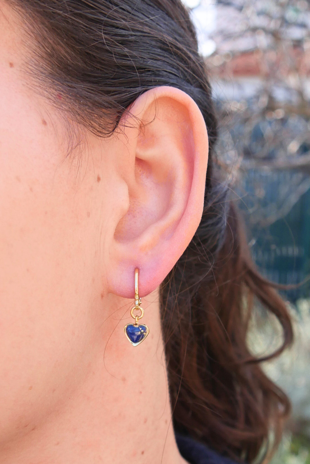 Boucle d'oreille unitaire petit coeur - Bleu électrique