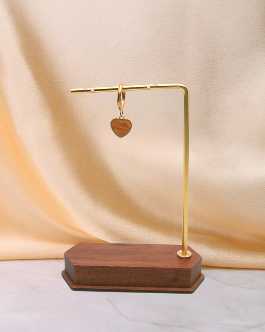 Boucle d'oreille unitaire grand coeur - Jaune