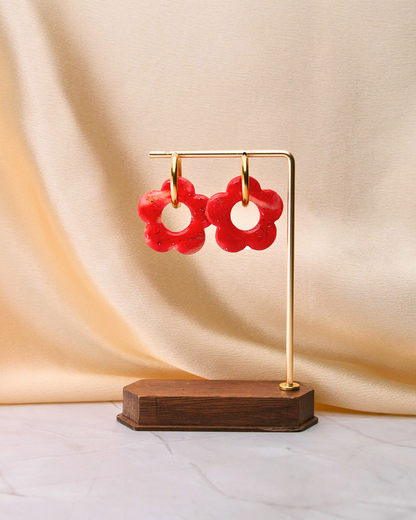 Créoles grandes fleurs - Rouge