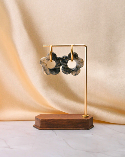 Créoles grandes fleurs - Noir & blanc