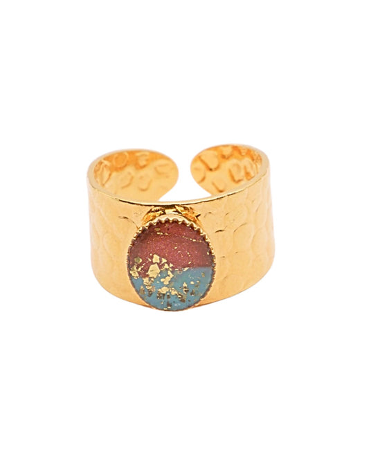 Bague Léa - Bleu turquoise & marron
