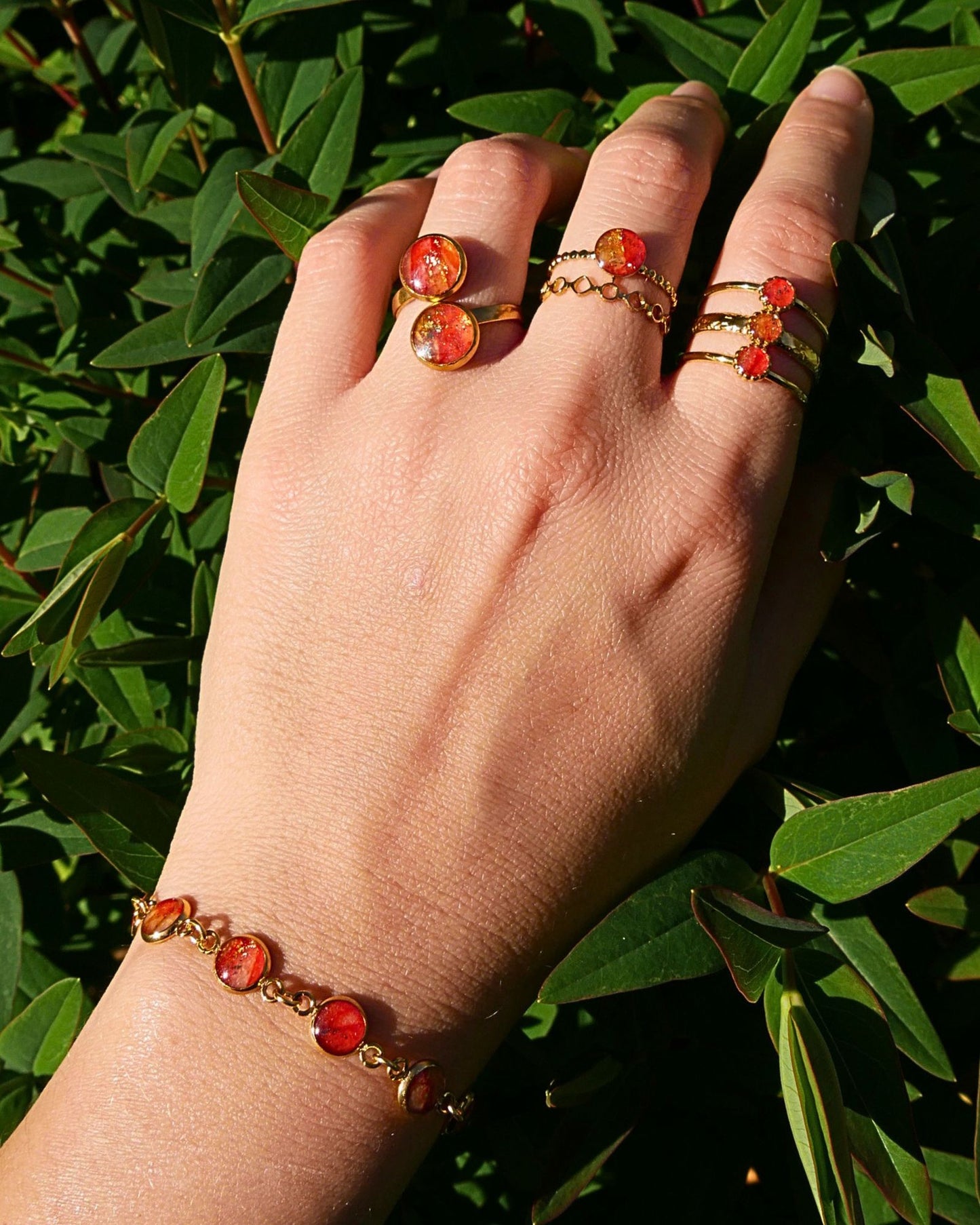Bague Viloine - Rouge orangé & jaune