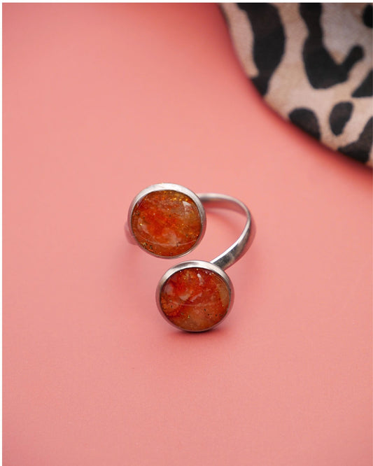 Bague Nathalie - Rouge orangé & jaune