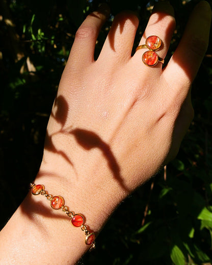 Bracelet Mélia - Rouge orangé & jaune