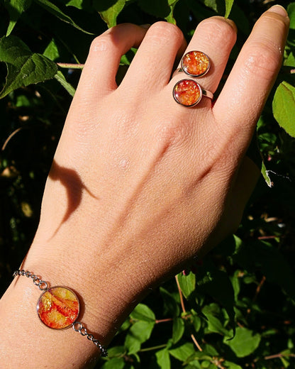 Bague Nathalie - Rouge orangé & jaune