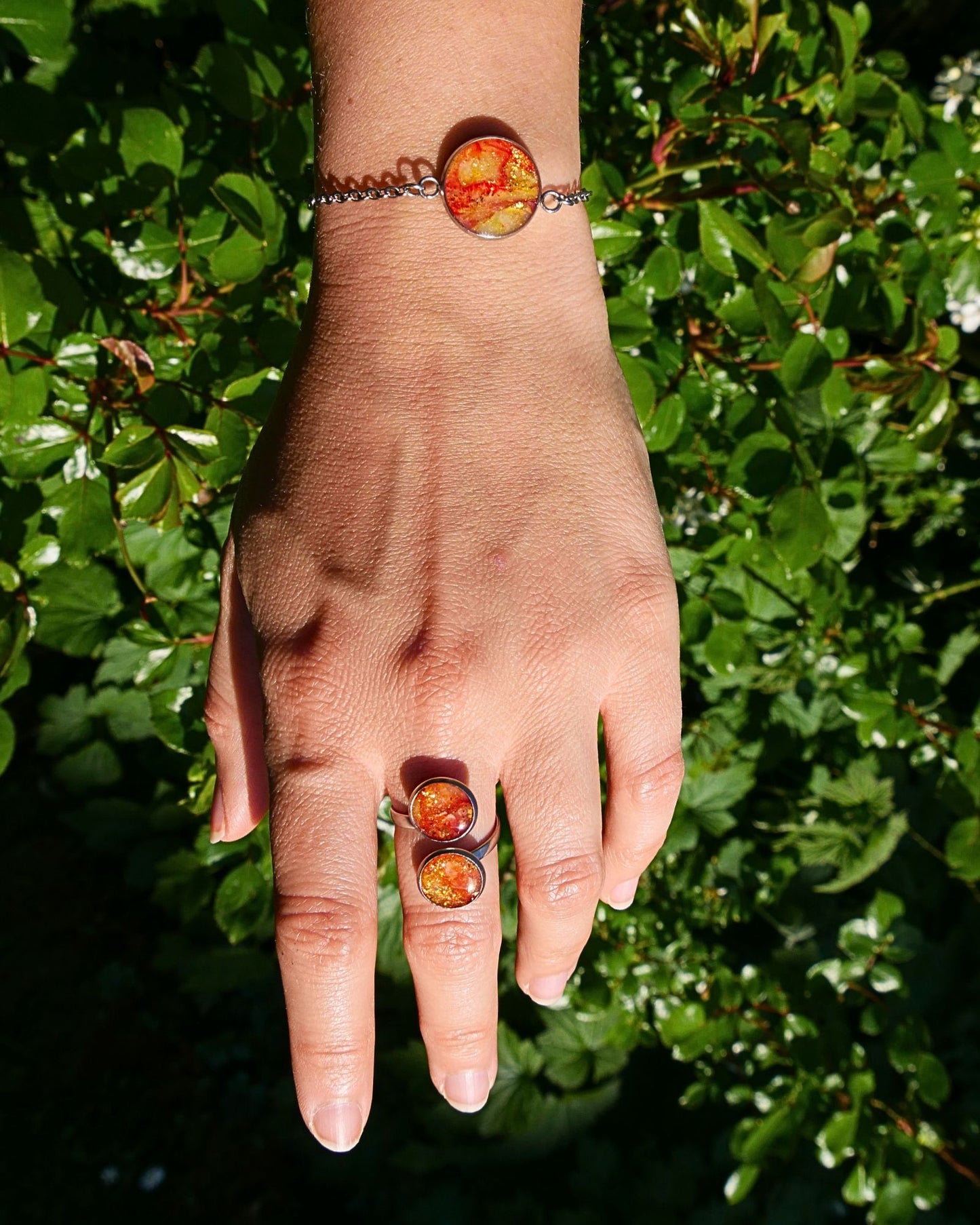 Bracelet Betsy - Rouge orangé & jaune
