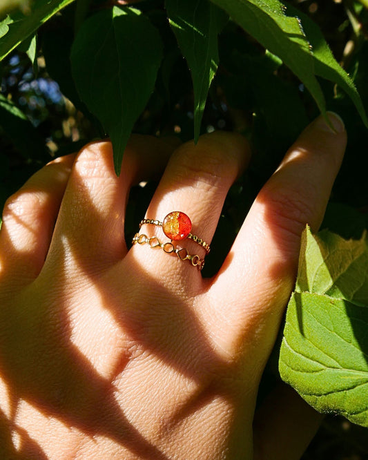 Bague Viloine - Rouge orangé & jaune