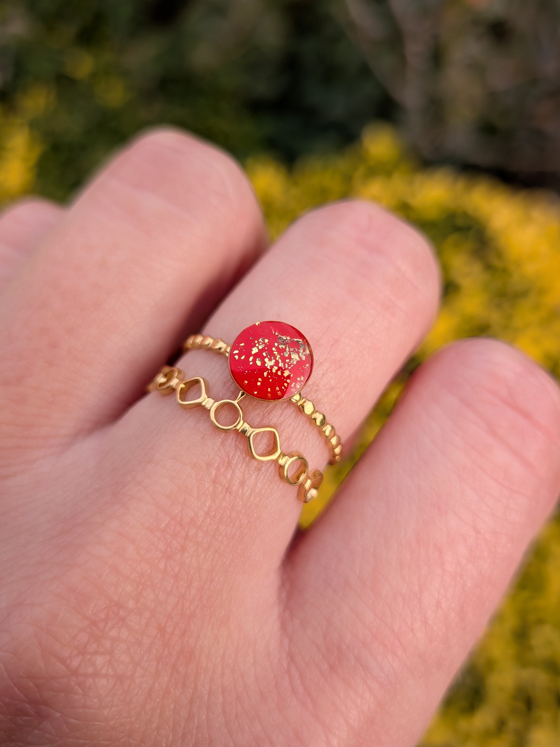 Bague violine rouge faite main en France