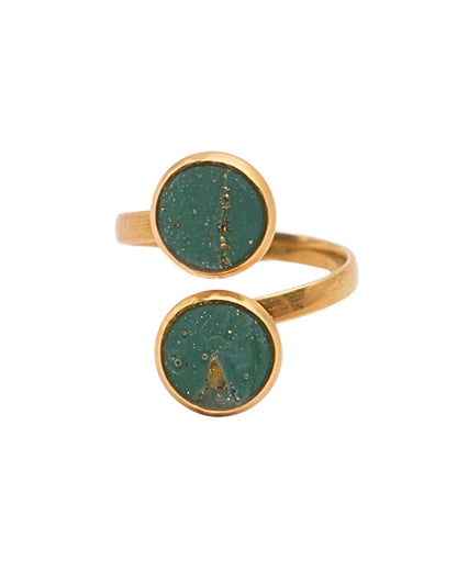 Bague dorée Nathalie - Vert