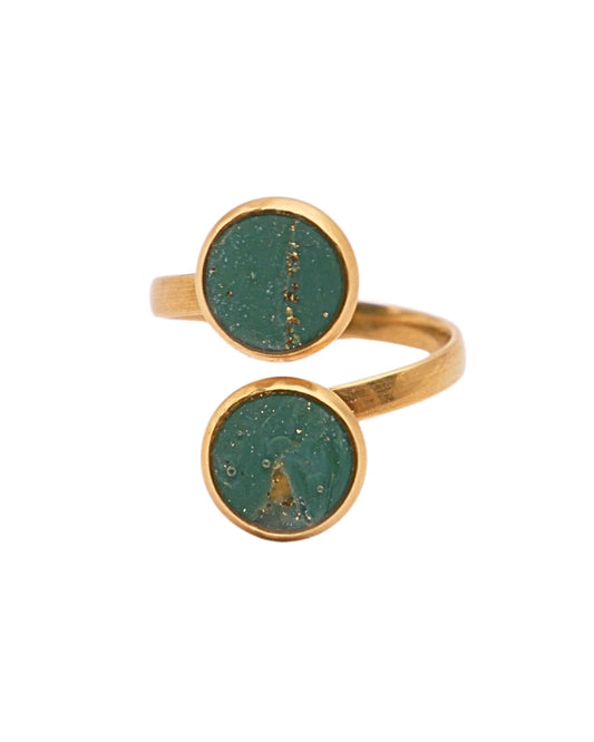 Bague dorée Nathalie - Vert