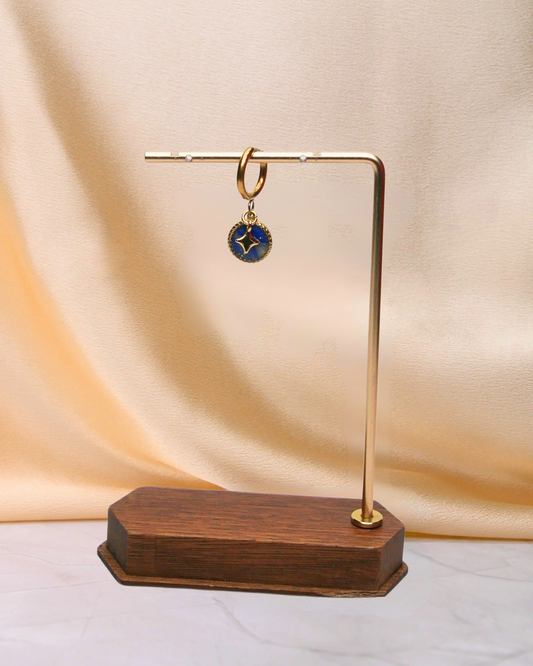 Boucle d'oreille unitaire rond - Bleu électrique