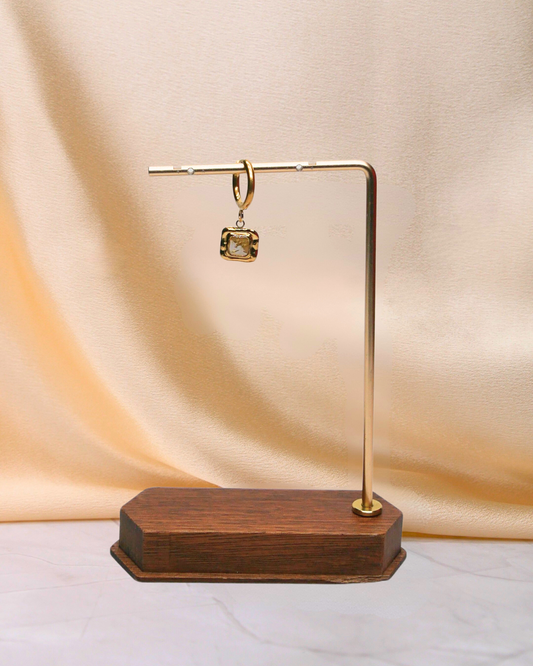 Boucle d'oreille unitaire carré - Blanc