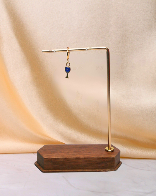 Boucle d'oreille unitaire verre - Bleu électrique