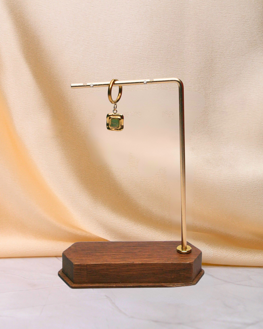 Boucle d'oreille unitaire carré - Vert