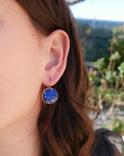 Boucles d'oreilles dormeuses - Bleu électrique