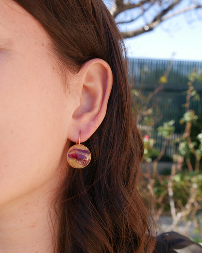 Boucles d'oreilles dormeuses - Bordeaux & doré