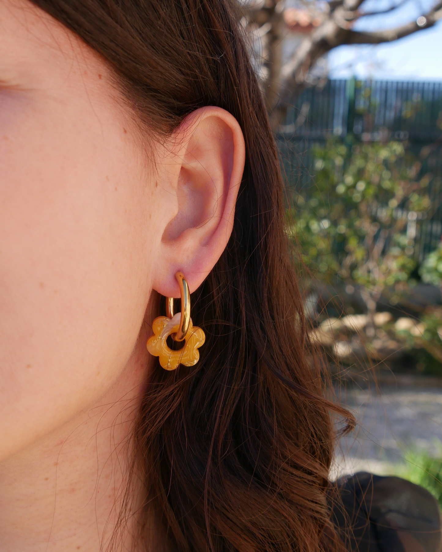 Créoles fleurs - Jaune