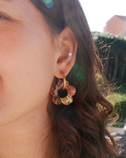 Créoles grandes fleurs - Marron