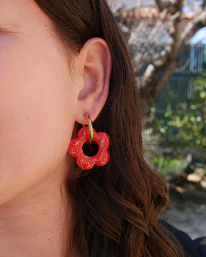 Créoles grandes fleurs - Rouge